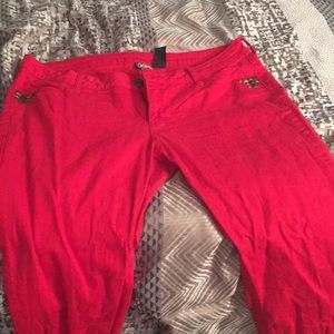 Red skinny jeans